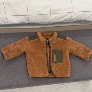 Brown and Green Sherpa Jacket